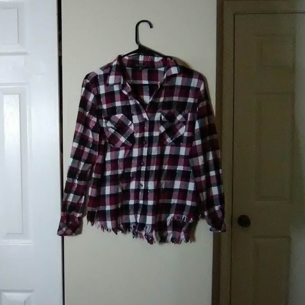 Flannel button down with fringe